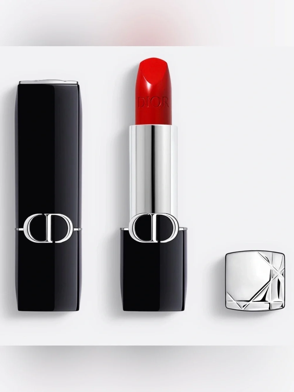 Rouge Dior Floral Lip Care Long Wear Lipstick in 999 Satin Travel Size NWT